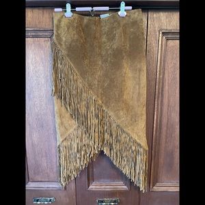 Suede Fringe Pencil Skirt